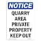 Signmission OSHA Notice Sign, 10" Height, Rigid Plastic, Danger Quarry Area Private Property Sign, Portrait OS-NS-P-710-V-10914 - alternate 1